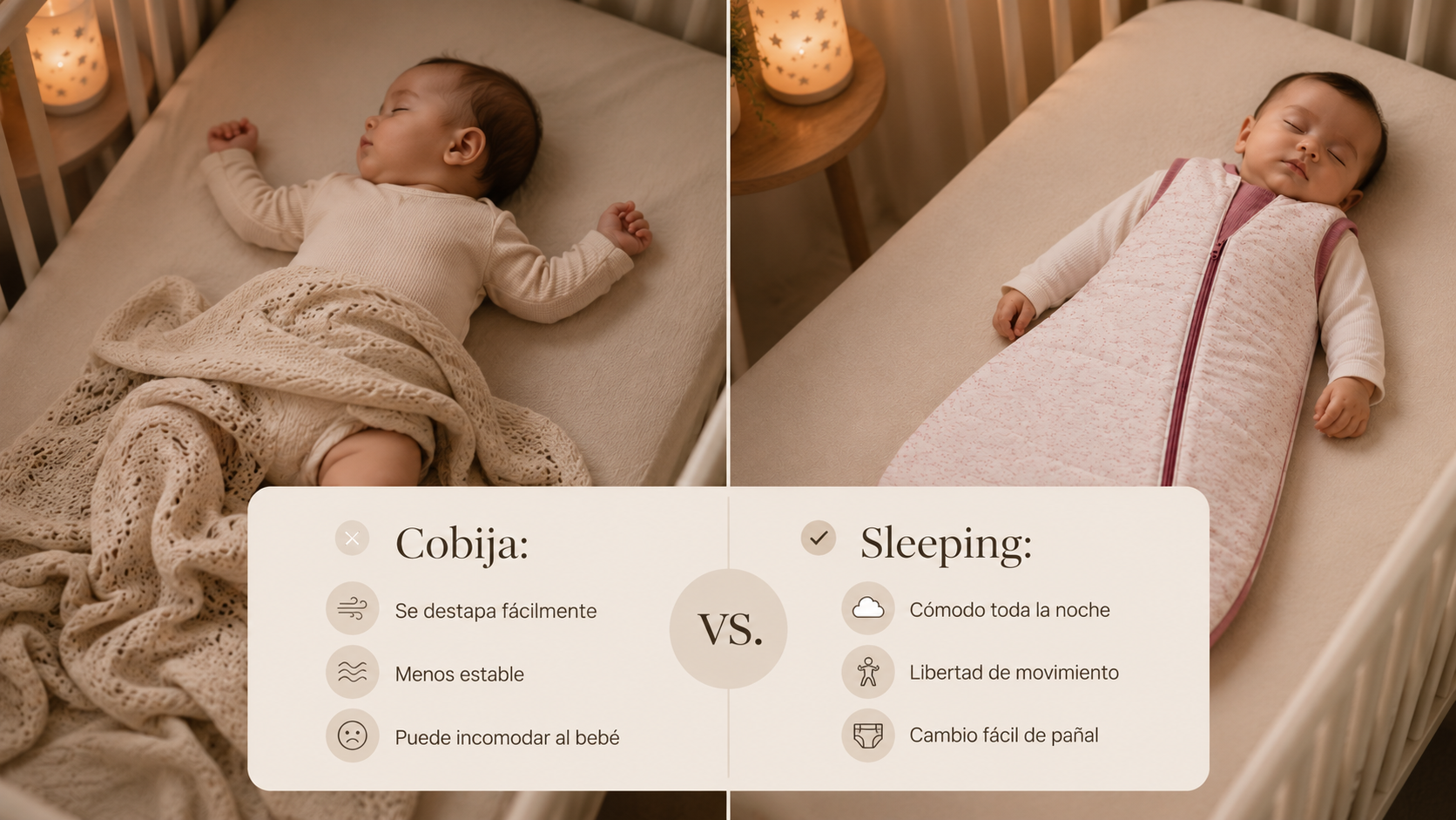 Sleeping vs cobija para bebé